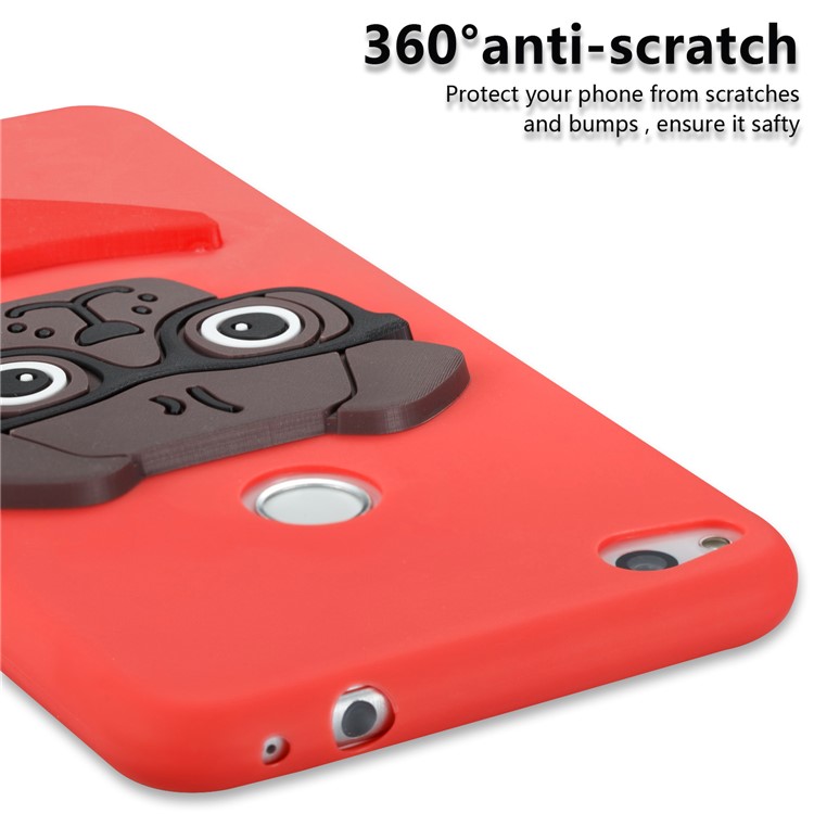 Lovely 3D Puppy TPU Back Shell for Huawei P8 Lite (2017) / Honor 8 Lite - Red-2