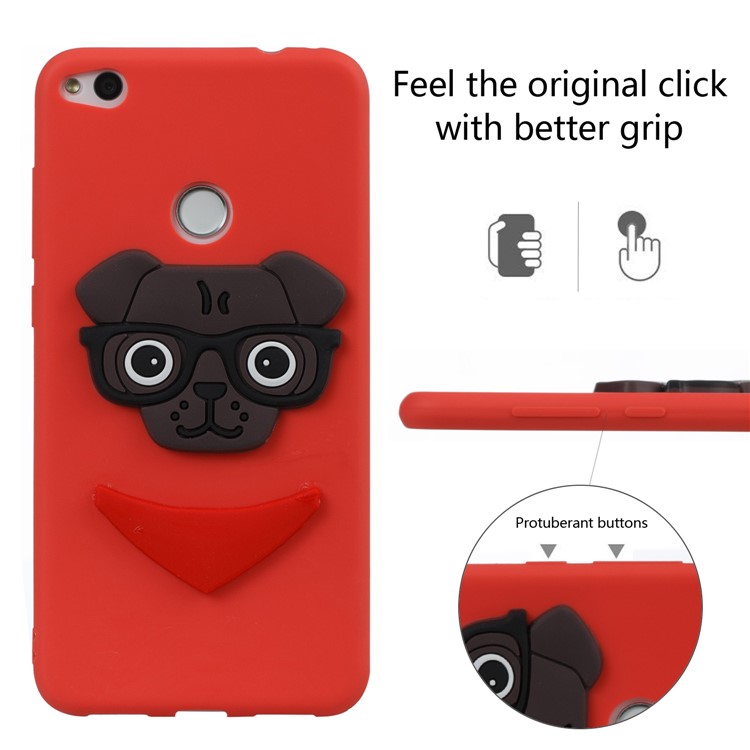 Lovely 3D Puppy TPU Back Shell for Huawei P8 Lite (2017) / Honor 8 Lite - Red-3