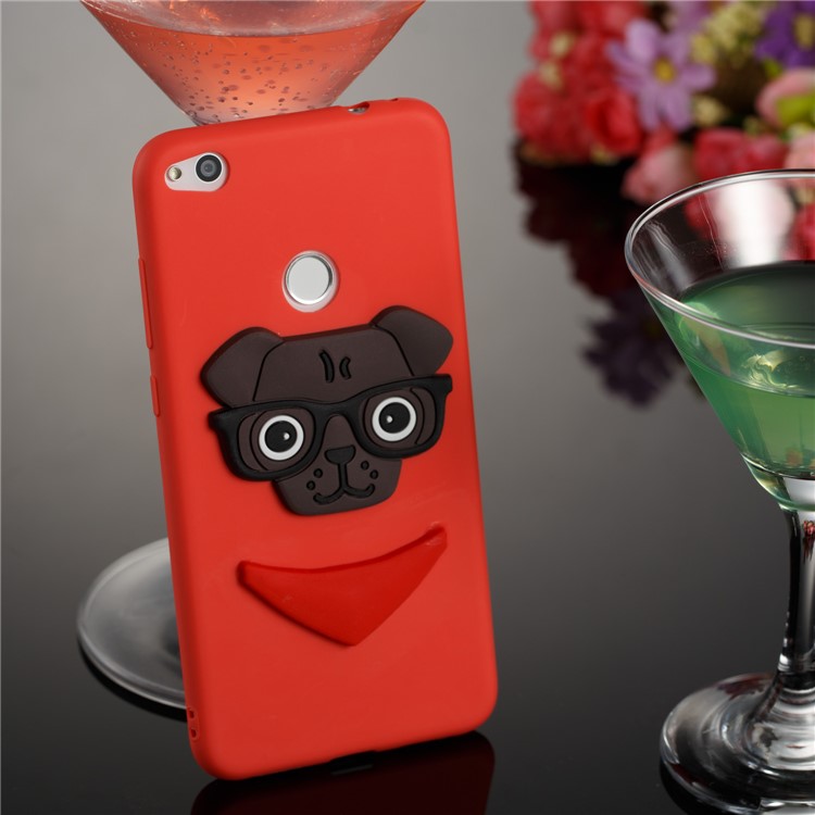 Lovely 3D Puppy TPU Back Shell for Huawei P8 Lite (2017) / Honor 8 Lite - Red-4