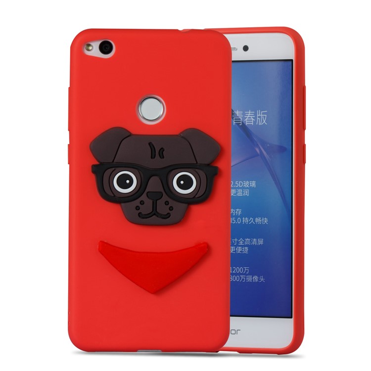 Lovely 3D Puppy TPU Back Shell for Huawei P8 Lite (2017) / Honor 8 Lite - Red-5