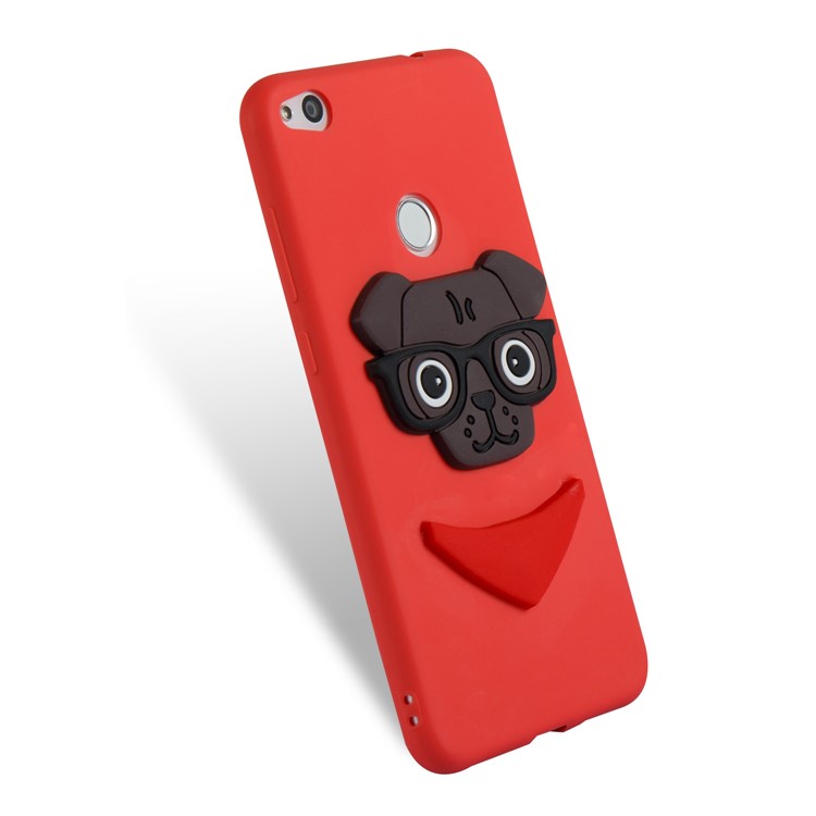 Lovely 3D Puppy TPU Back Shell for Huawei P8 Lite (2017) / Honor 8 Lite - Red-6