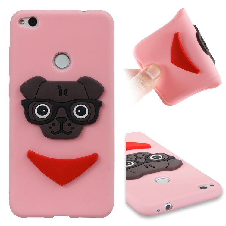 Lovely 3D Puppy TPU Phone Case for Huawei P8 Lite (2017) / Honor 8 Lite - Pink-1
