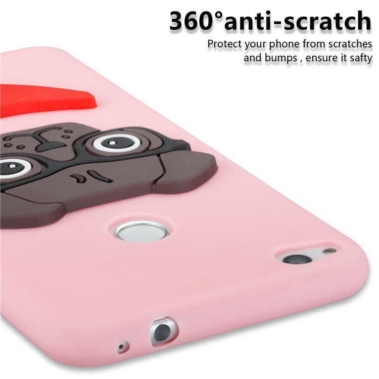 Lovely 3D Puppy TPU Phone Case for Huawei P8 Lite (2017) / Honor 8 Lite - Pink-2