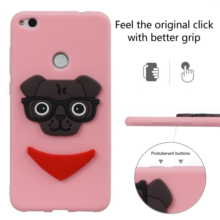 Lovely 3D Puppy TPU Phone Case for Huawei P8 Lite (2017) / Honor 8 Lite - Pink-3
