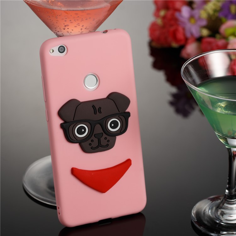 Lovely 3D Puppy TPU Phone Case for Huawei P8 Lite (2017) / Honor 8 Lite - Pink-4