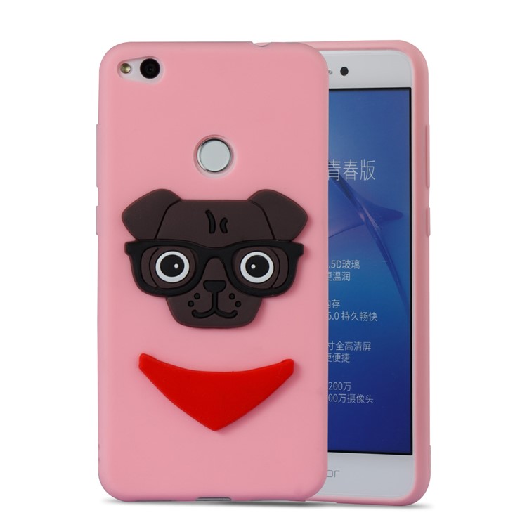 Lovely 3D Puppy TPU Phone Case for Huawei P8 Lite (2017) / Honor 8 Lite - Pink-5