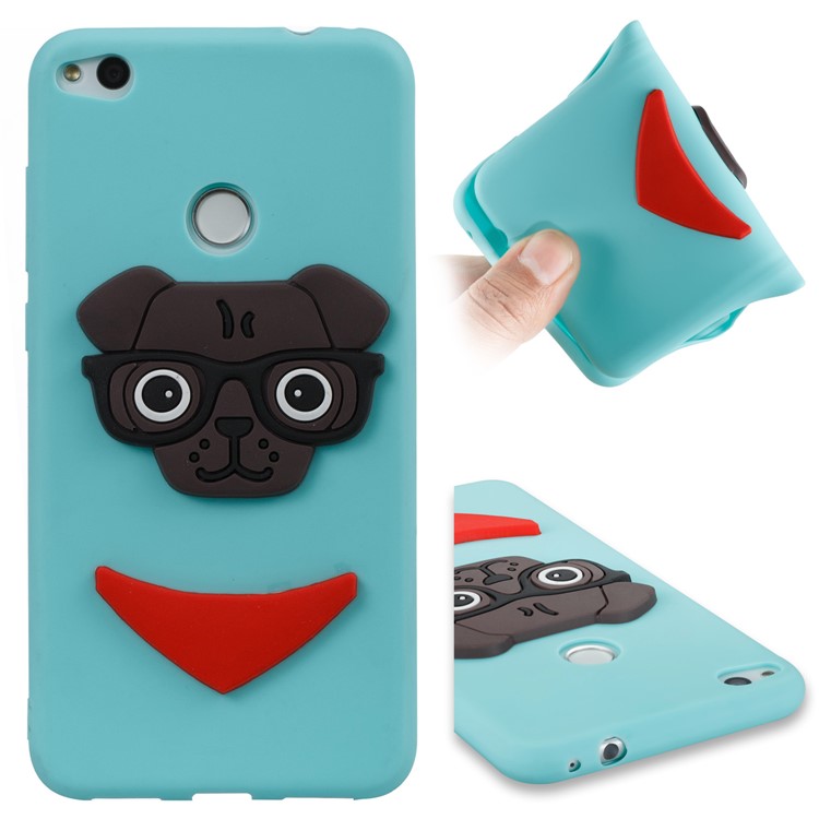 Lovely 3D Puppy TPU Mobile Casing for Huawei P8 Lite (2017) / Honor 8 Lite - Baby Blue-1