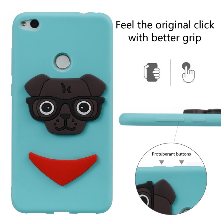 Lovely 3D Puppy TPU Mobile Casing for Huawei P8 Lite (2017) / Honor 8 Lite - Baby Blue-3