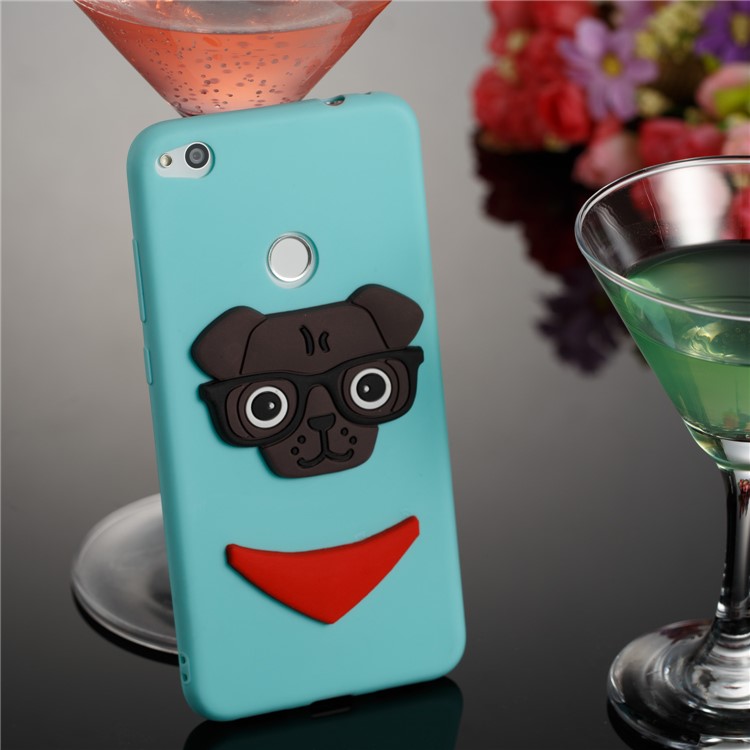 Lovely 3D Puppy TPU Mobile Casing for Huawei P8 Lite (2017) / Honor 8 Lite - Baby Blue-4