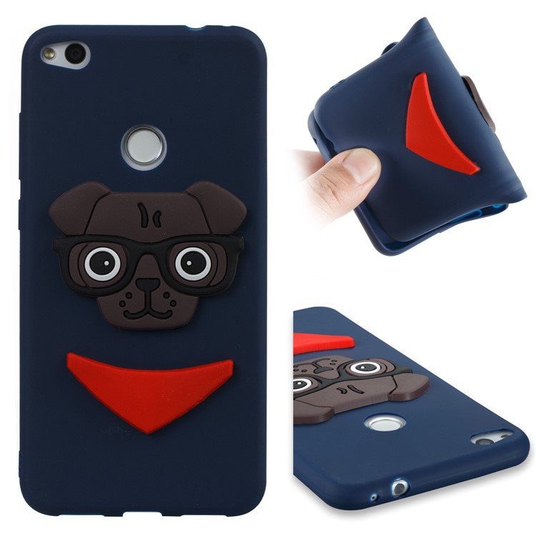 Lovely 3D Puppy TPU Case Accessory for Huawei P8 Lite (2017) / Honor 8 Lite - Dark Blue-1