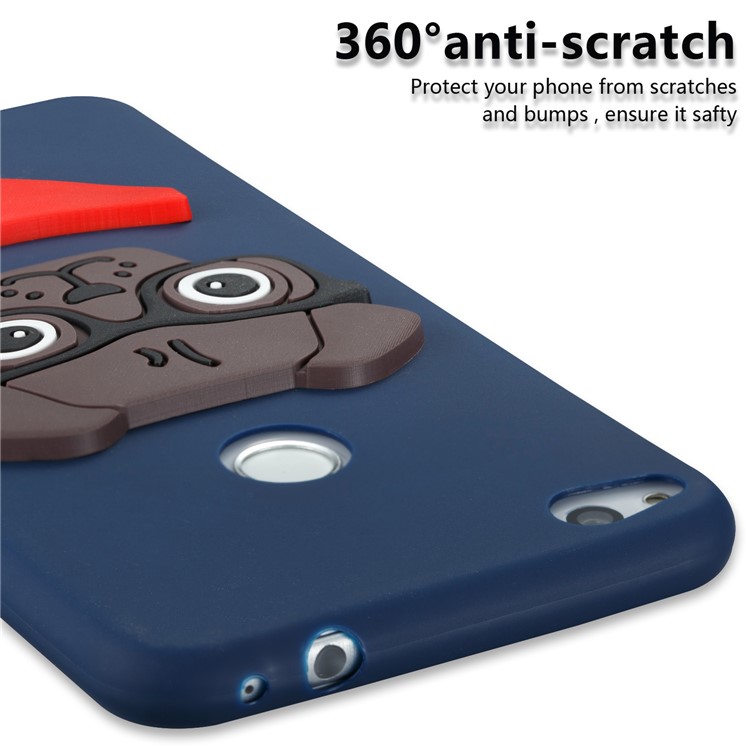 Lovely 3D Puppy TPU Case Accessory for Huawei P8 Lite (2017) / Honor 8 Lite - Dark Blue-2