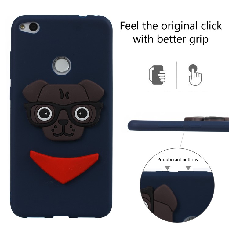 Lovely 3D Puppy TPU Case Accessory for Huawei P8 Lite (2017) / Honor 8 Lite - Dark Blue-3