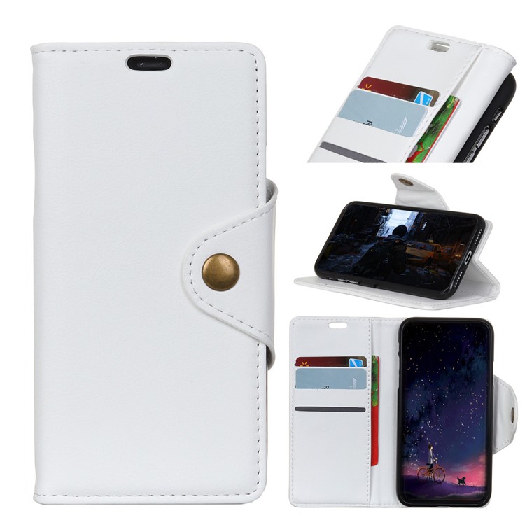 Textured PU Leather Wallet Stand Mobile Shell for Huawei P9 lite mini/Y6 Pro (2017)/Enjoy 7 - White-1