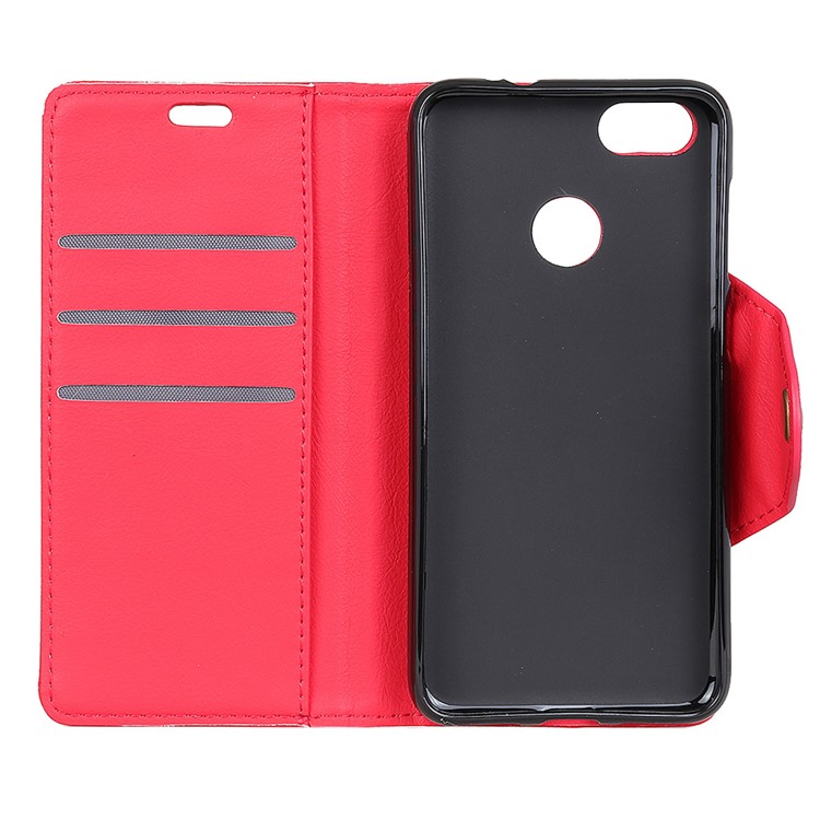 Textured PU Leather Wallet Stand Mobile Casing for Huawei P9 lite mini/Y6 Pro (2017)/Enjoy 7 - Red-5