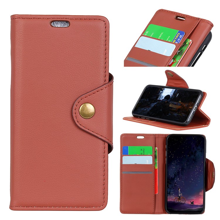 Textured PU Leather Wallet Stand Mobile Accessory Cover for Huawei P9 lite mini/Y6 Pro (2017)/Enjoy 7 - Brown-1