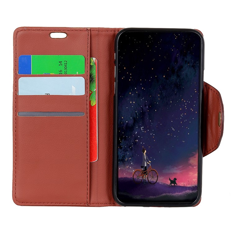 Textured PU Leather Wallet Stand Mobile Accessory Cover for Huawei P9 lite mini/Y6 Pro (2017)/Enjoy 7 - Brown-3