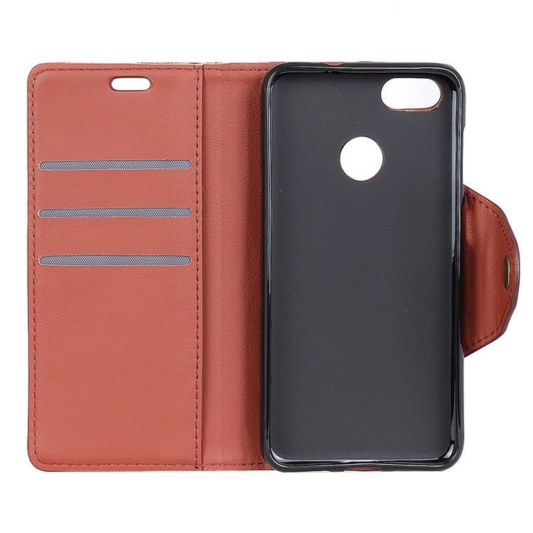 Textured PU Leather Wallet Stand Mobile Accessory Cover for Huawei P9 lite mini/Y6 Pro (2017)/Enjoy 7 - Brown-5