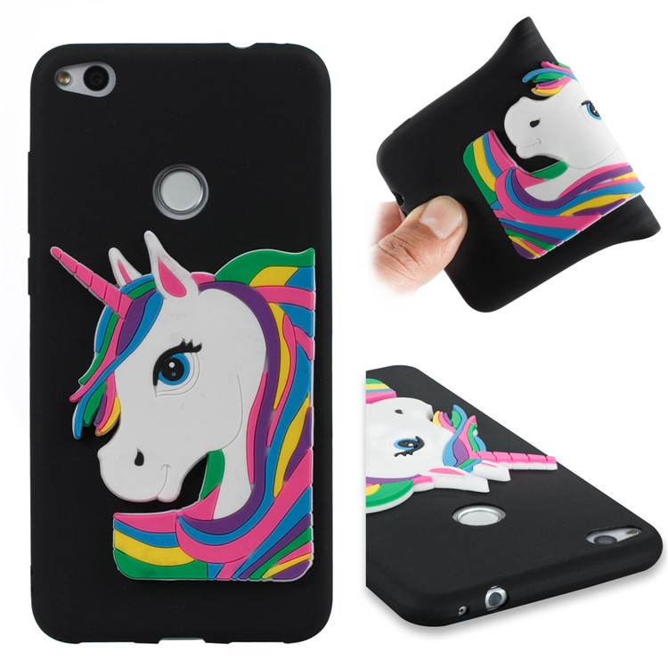 Cute 3D Unicorns TPU Soft Phone Case for Huawei P8 Lite (2017)/Honor 8 Lite - Black-1