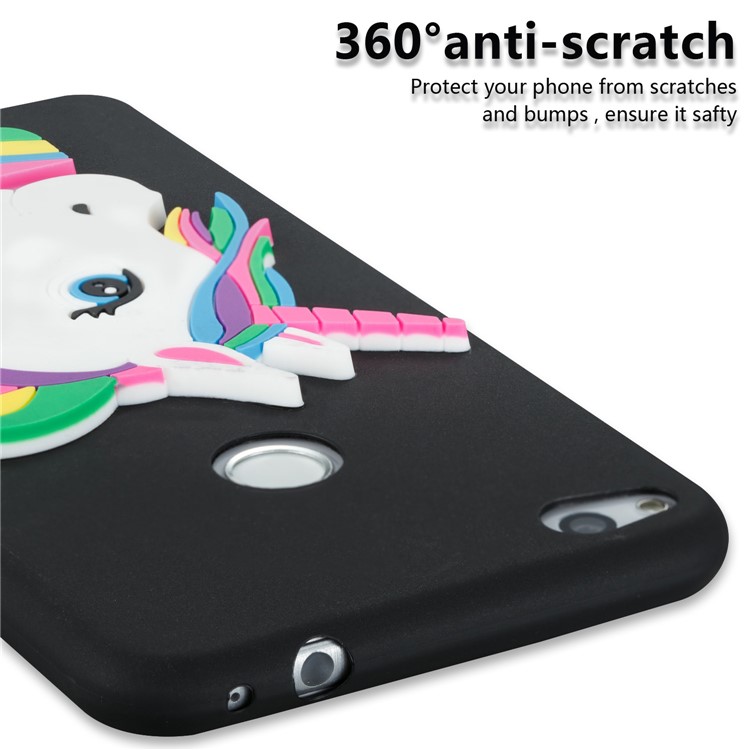 Cute 3D Unicorns TPU Soft Phone Case for Huawei P8 Lite (2017)/Honor 8 Lite - Black-2