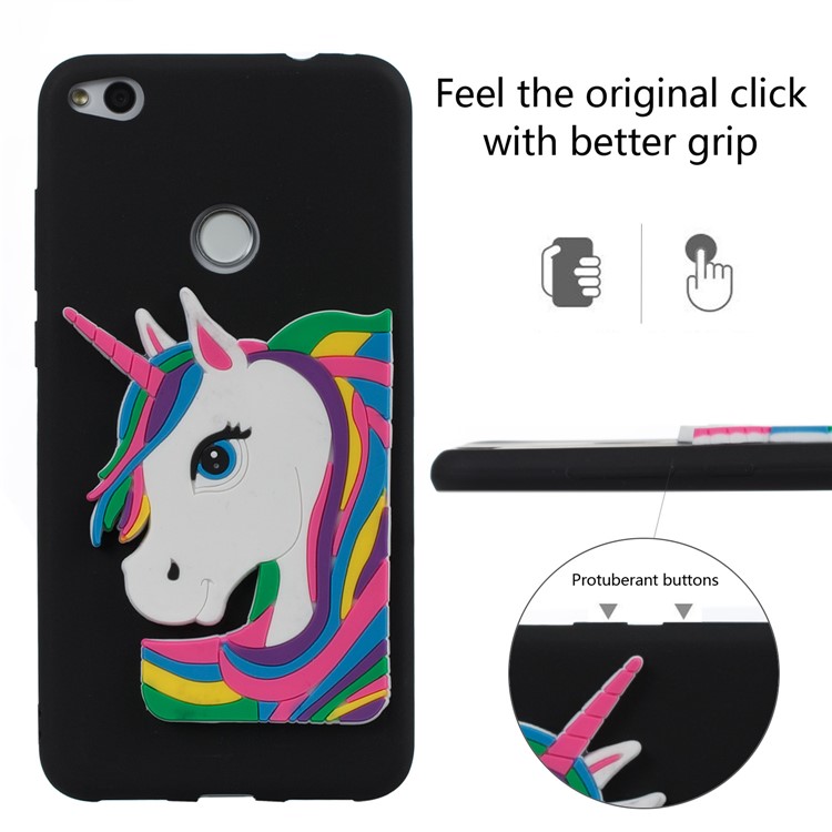 Cute 3D Unicorns TPU Soft Phone Case for Huawei P8 Lite (2017)/Honor 8 Lite - Black-3