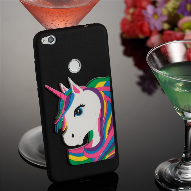 Cute 3D Unicorns TPU Soft Phone Case for Huawei P8 Lite (2017)/Honor 8 Lite - Black-4