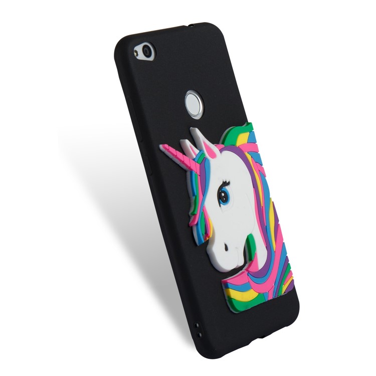 Cute 3D Unicorns TPU Soft Phone Case for Huawei P8 Lite (2017)/Honor 8 Lite - Black-6