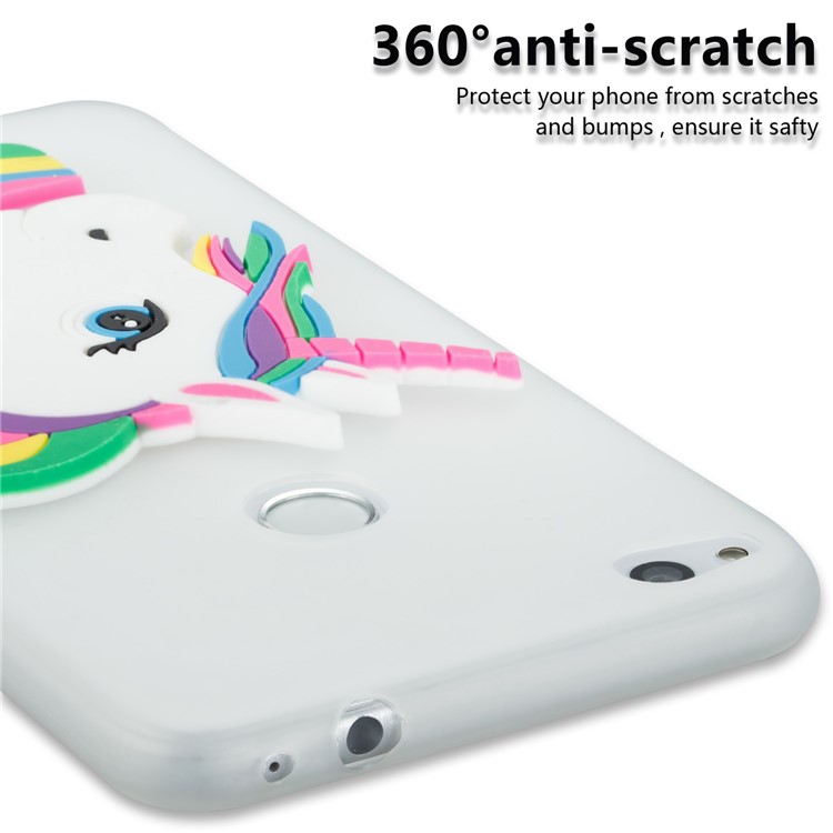 Cute 3D Unicorns TPU Soft Phone Cover for Huawei P8 Lite (2017)/Honor 8 Lite - White-2