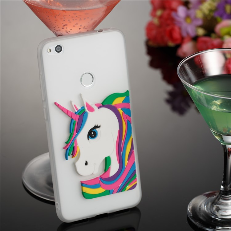 Cute 3D Unicorns TPU Soft Phone Cover for Huawei P8 Lite (2017)/Honor 8 Lite - White-4