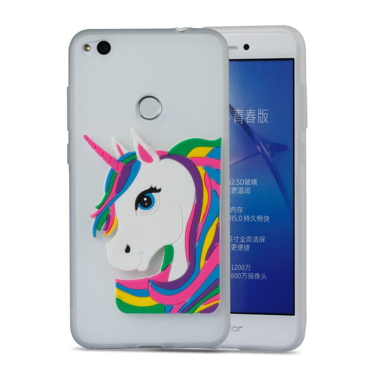 Cute 3D Unicorns TPU Soft Phone Cover for Huawei P8 Lite (2017)/Honor 8 Lite - White-5