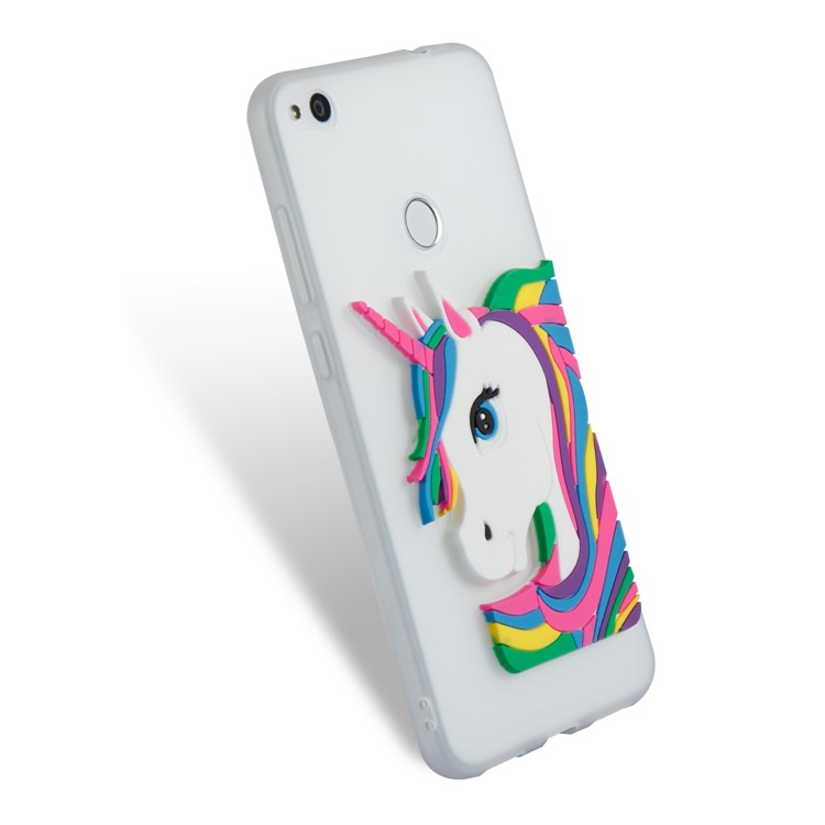 Cute 3D Unicorns TPU Soft Phone Cover for Huawei P8 Lite (2017)/Honor 8 Lite - White-6