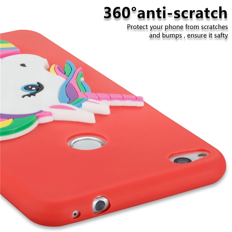 Cute 3D Unicorns TPU Soft Phone Shell for Huawei P8 Lite (2017)/Honor 8 Lite - Red-2