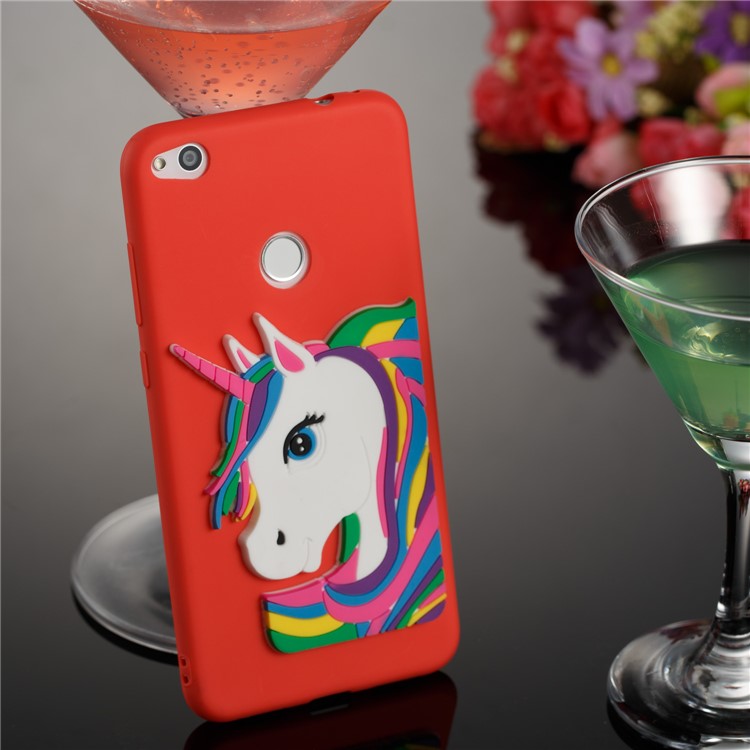 Cute 3D Unicorns TPU Soft Phone Shell for Huawei P8 Lite (2017)/Honor 8 Lite - Red-4