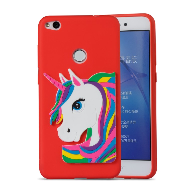 Cute 3D Unicorns TPU Soft Phone Shell for Huawei P8 Lite (2017)/Honor 8 Lite - Red-5