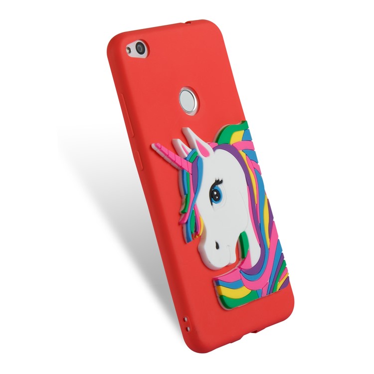 Cute 3D Unicorns TPU Soft Phone Shell for Huawei P8 Lite (2017)/Honor 8 Lite - Red-6