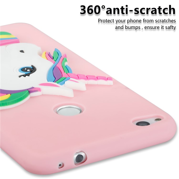 Cute 3D Unicorns TPU Soft Phone Casing for Huawei P8 Lite (2017)/Honor 8 Lite - Pink-2