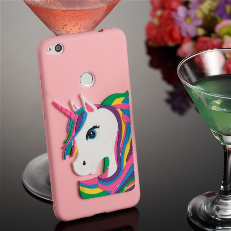 Cute 3D Unicorns TPU Soft Phone Casing for Huawei P8 Lite (2017)/Honor 8 Lite - Pink-4