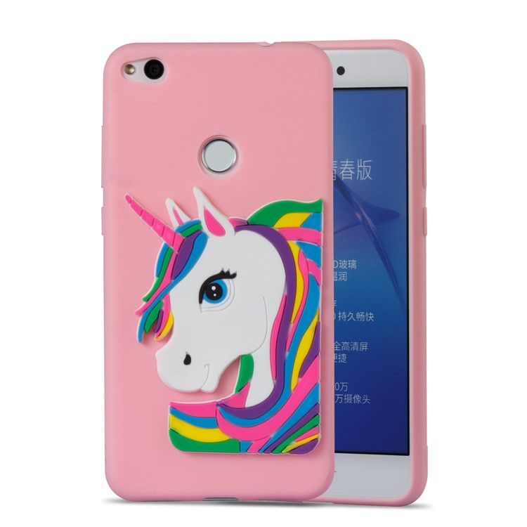 Cute 3D Unicorns TPU Soft Phone Casing for Huawei P8 Lite (2017)/Honor 8 Lite - Pink-5