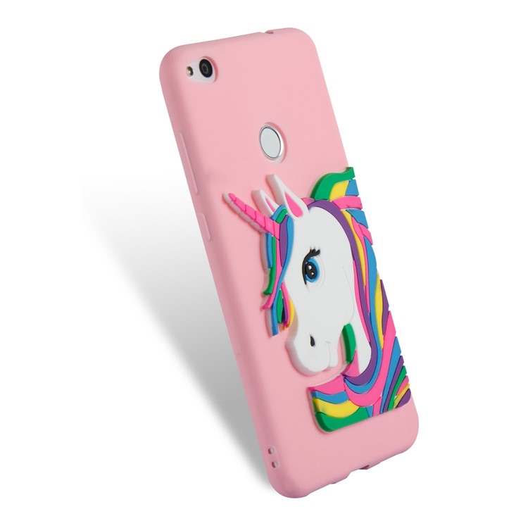 Cute 3D Unicorns TPU Soft Phone Casing for Huawei P8 Lite (2017)/Honor 8 Lite - Pink-6