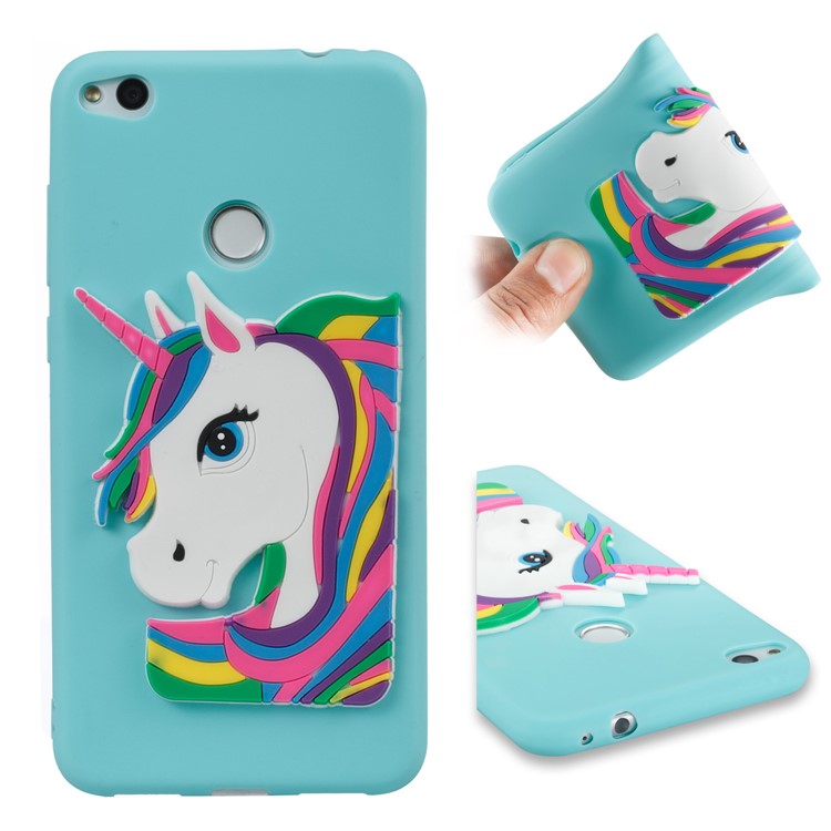 Cute 3D Unicorns TPU Soft Mobile Phone Case for Huawei P8 Lite (2017)/Honor 8 Lite - Baby Blue-1