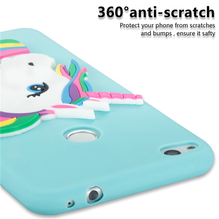 Cute 3D Unicorns TPU Soft Mobile Phone Case for Huawei P8 Lite (2017)/Honor 8 Lite - Baby Blue-2
