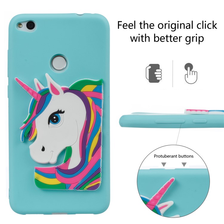 Cute 3D Unicorns TPU Soft Mobile Phone Case for Huawei P8 Lite (2017)/Honor 8 Lite - Baby Blue-4