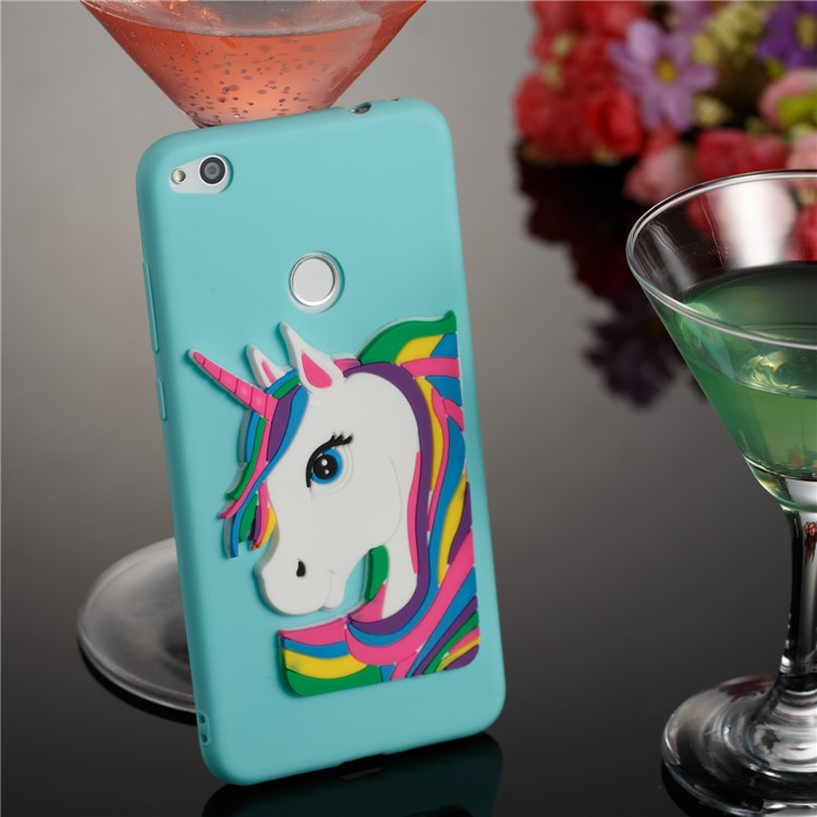 Cute 3D Unicorns TPU Soft Mobile Phone Case for Huawei P8 Lite (2017)/Honor 8 Lite - Baby Blue-5