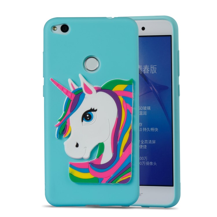 Cute 3D Unicorns TPU Soft Mobile Phone Case for Huawei P8 Lite (2017)/Honor 8 Lite - Baby Blue-6
