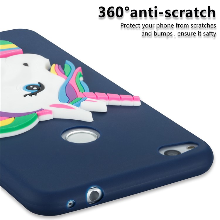 Cute 3D Unicorns TPU Soft Cell Phone Case for Huawei P8 Lite (2017)/Honor 8 Lite - Dark Blue-2