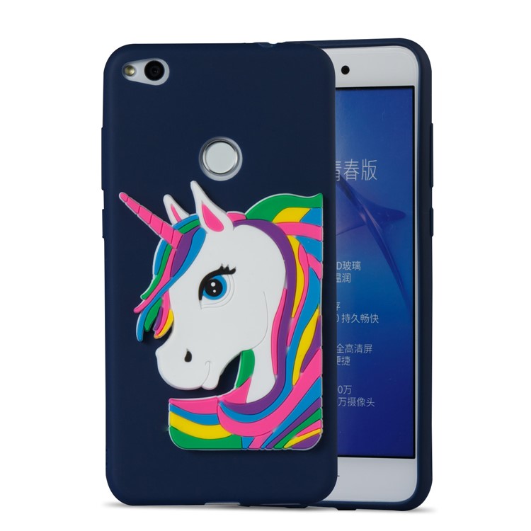 Cute 3D Unicorns TPU Soft Cell Phone Case for Huawei P8 Lite (2017)/Honor 8 Lite - Dark Blue-5