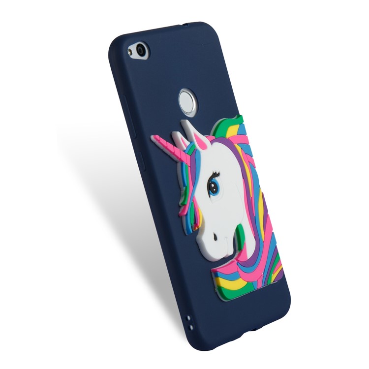 Cute 3D Unicorns TPU Soft Cell Phone Case for Huawei P8 Lite (2017)/Honor 8 Lite - Dark Blue-6