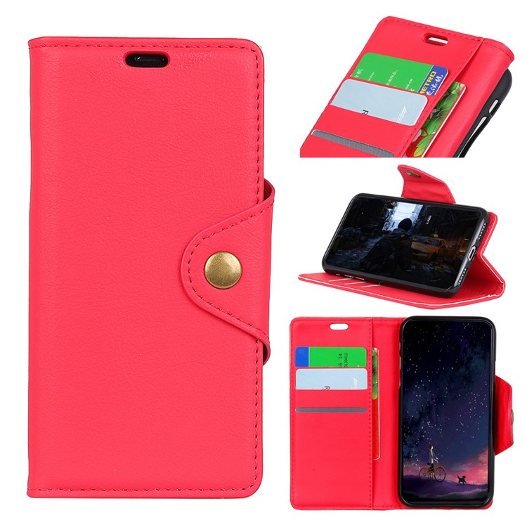 Crazy Horse Textured Leather Wallet Stand Mobile Casing for Huawei Honor 7X - Red-1