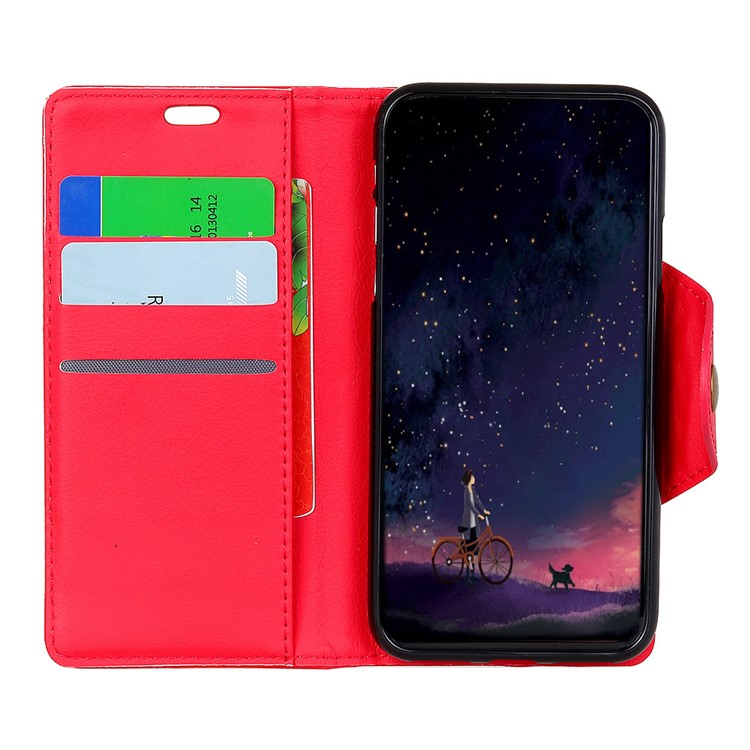 Crazy Horse Textured Leather Wallet Stand Mobile Casing for Huawei Honor 7X - Red-3