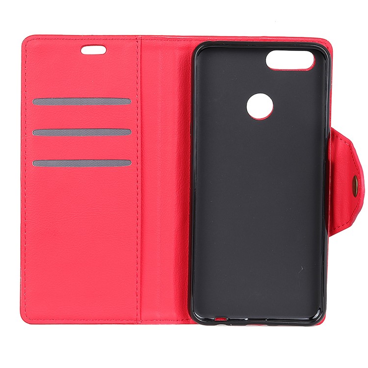Crazy Horse Textured Leather Wallet Stand Mobile Casing for Huawei Honor 7X - Red-5