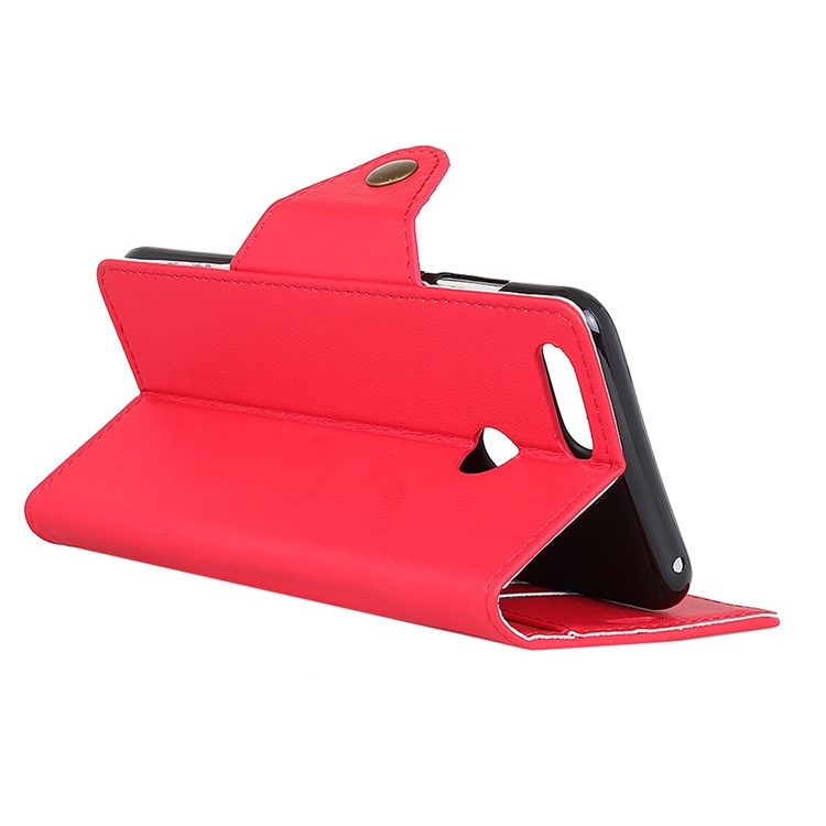 Crazy Horse Textured Leather Wallet Stand Mobile Casing for Huawei Honor 7X - Red-6